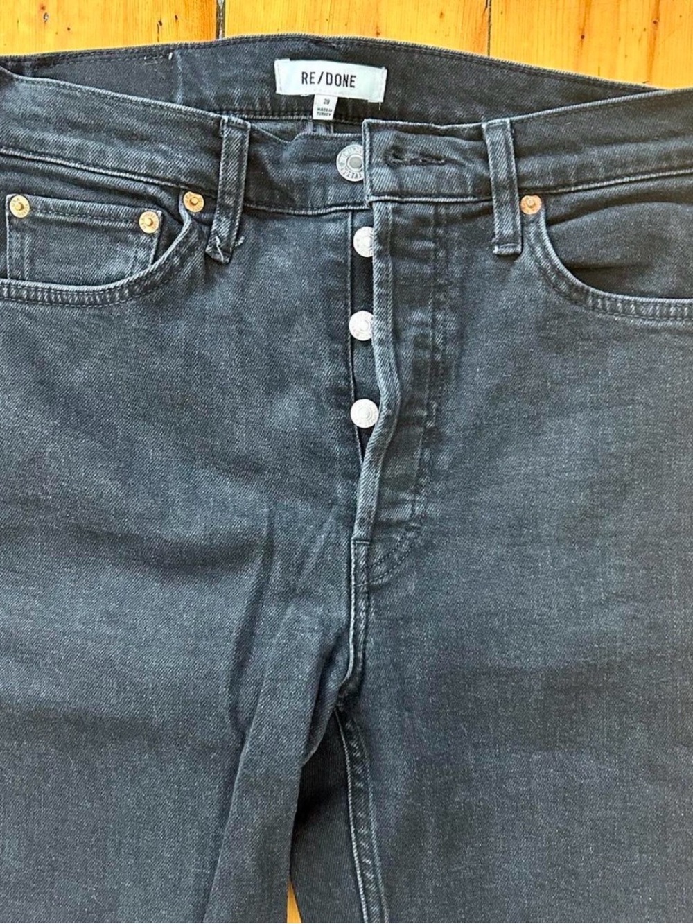 Re/Done Washed Gray Slim Straight Jeans